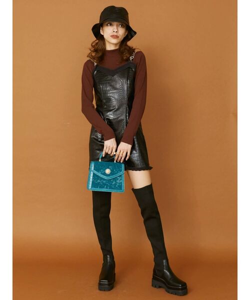 EVRIS（エヴリス）の「ハイネックリブトップス（Tシャツ/カットソー・レディース・ブラウン/パープル/ホワイト/ブラック・FREE）」の13枚目の写真