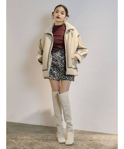 EVRIS（エヴリス）の「ハイネックリブトップス（Tシャツ/カットソー・レディース・ブラウン/パープル/ホワイト/ブラック・FREE）」の10枚目の写真