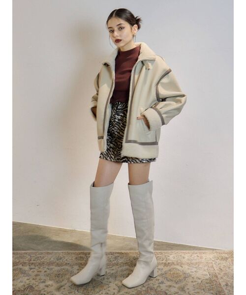 EVRIS（エヴリス）の「ハイネックリブトップス（Tシャツ/カットソー・レディース・ブラウン/パープル/ホワイト/ブラック・FREE）」の9枚目の写真