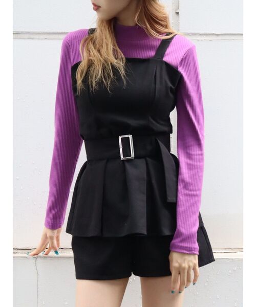 EVRIS（エヴリス）の「ハイネックリブトップス（Tシャツ/カットソー・レディース・ブラウン/パープル/ホワイト/ブラック・FREE）」の8枚目の写真