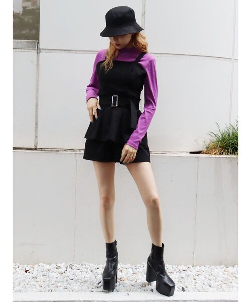 EVRIS（エヴリス）の「ハイネックリブトップス（Tシャツ/カットソー・レディース・ブラウン/パープル/ホワイト/ブラック・FREE）」の6枚目の写真