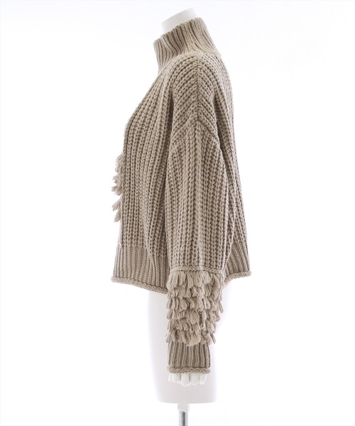 clear(クリア)の「編地切り替えデザインニットトップス(ニット/セーター・レディース・モカ/アイボリー/ブラック・F)」の5枚目の写真