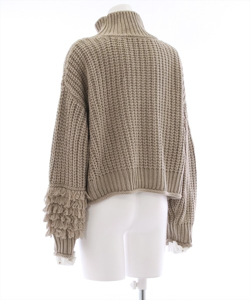 clear(クリア)の「編地切り替えデザインニットトップス(ニット/セーター・レディース・モカ/アイボリー/ブラック・F)」の6枚目の写真