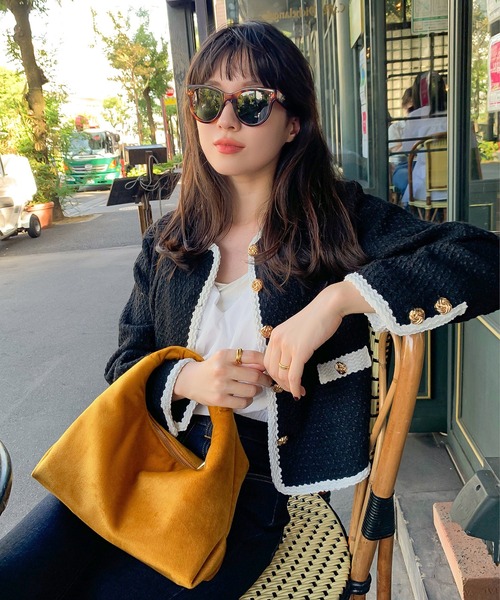 KOBE LETTUCE（コウベレタス）の「[ misatoyさんコラボ ]ベロアワンハンドルバッグ（ハンドバッグ・レディース・ワイン/イエロー系/ネイビー系/オリーブ・FREE）」の9枚目の写真