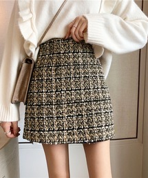 ツイードチェックミニスカート