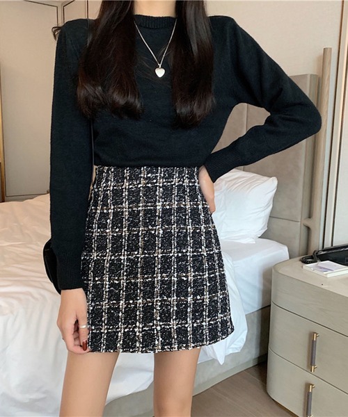 Jewelobe(ジュエローブ)の「ツイードチェックミニスカート(スカート・レディース・ベージュ/ブラック・S/M)」の10枚目の写真