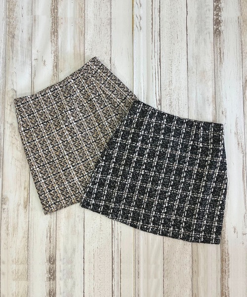 Jewelobe(ジュエローブ)の「ツイードチェックミニスカート(スカート・レディース・ベージュ/ブラック・S/M)」の19枚目の写真