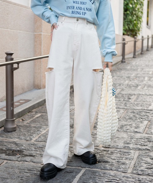 WEGO（ウィゴー）の「WEGO/サイドカットカラーパンツ（スラックス・レディース・ライトピンク/ホワイト・MEDIUM/SMALL/LARGE）」の10枚目の写真