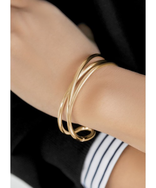 STYLE DELI（スタイルデリ）の「重なり３ラインバングル（バングル/リストバンド・レディース・シルバー/ゴールド・FREE）」の2枚目の写真