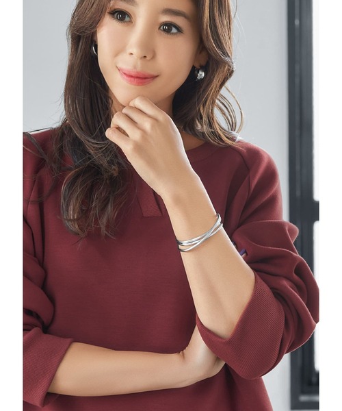 STYLE DELI（スタイルデリ）の「重なり３ラインバングル（バングル/リストバンド・レディース・シルバー/ゴールド・FREE）」の10枚目の写真