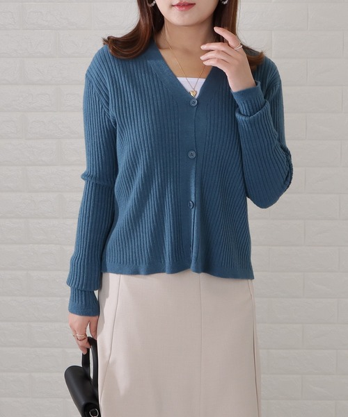 セール】Vネックリブニットカーディガン（カーディガン/ボレロ）｜Lace