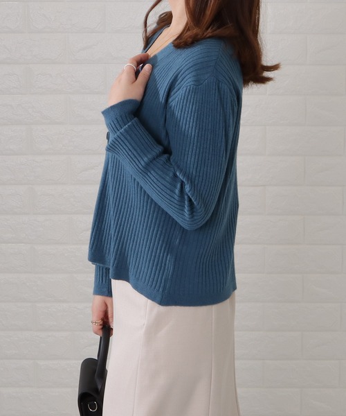 セール】Vネックリブニットカーディガン（カーディガン/ボレロ）｜Lace