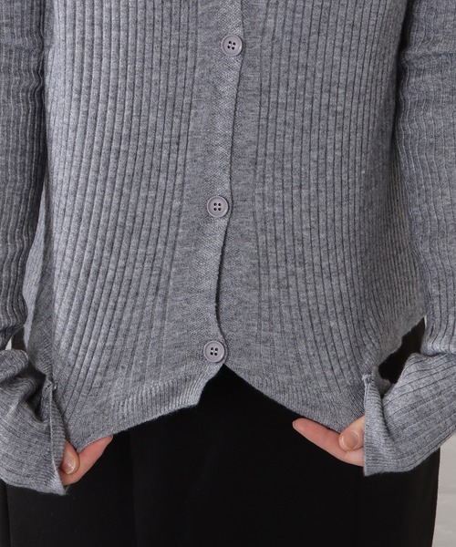 I858 美品 L 42 エポカ レース リブニット カーディガン レディース セール】Vネックリブニットカーディガン（カーディガン/ボレロ