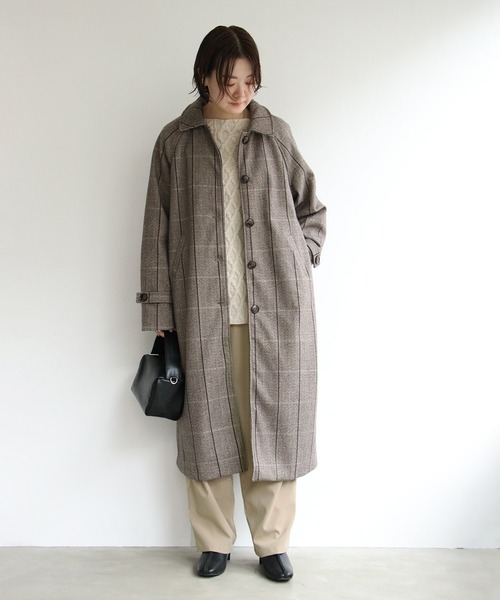 notch.（ノッチ）の「チェックステンカラーコート（ステンカラーコート・レディース・ブラウン・M）」の13枚目の写真