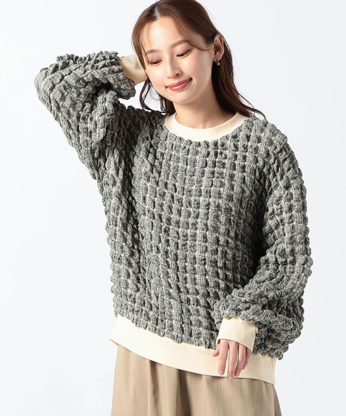 Grand PARK（グランドパーク）の「ポップコーンジャガードプルオーバー（Tシャツ/カットソー・レディース・ホワイト/その他/サックスブルー・FREE）」の3枚目の写真