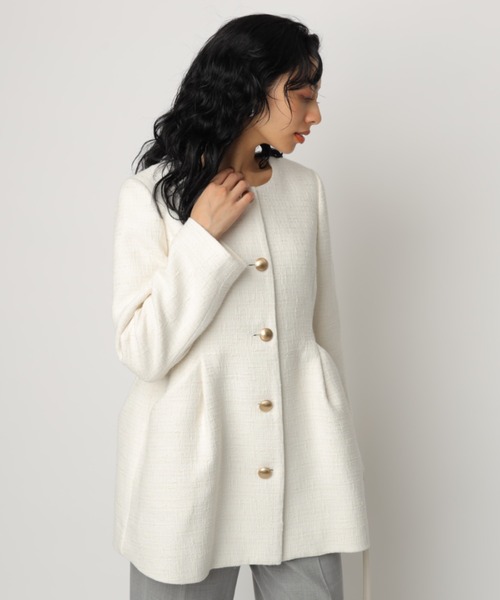 CADUNE / ジャケット/38/ポリエステル/WHT/無地 CADUNE（カデュネ）の「ペプラムジャケット（その他アウター）」 - WEAR