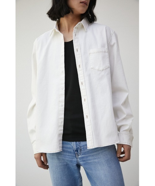 AZUL by moussy(アズールバイマウジー)の「STRETCH DENIM SHIRT/ストレッチデニムシャツ(シャツ/ブラウス・メンズ・オフホワイト/ブルー・S-M/L-XL)」の2枚目の写真