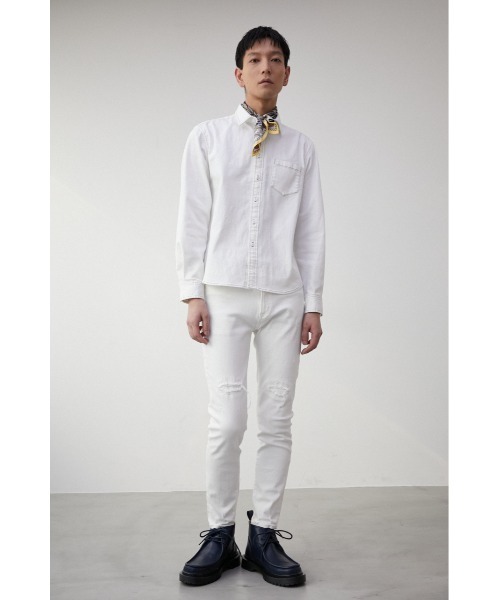 AZUL by moussy(アズールバイマウジー)の「STRETCH DENIM SHIRT/ストレッチデニムシャツ(シャツ/ブラウス・メンズ・オフホワイト/ブルー・S-M/L-XL)」の5枚目の写真