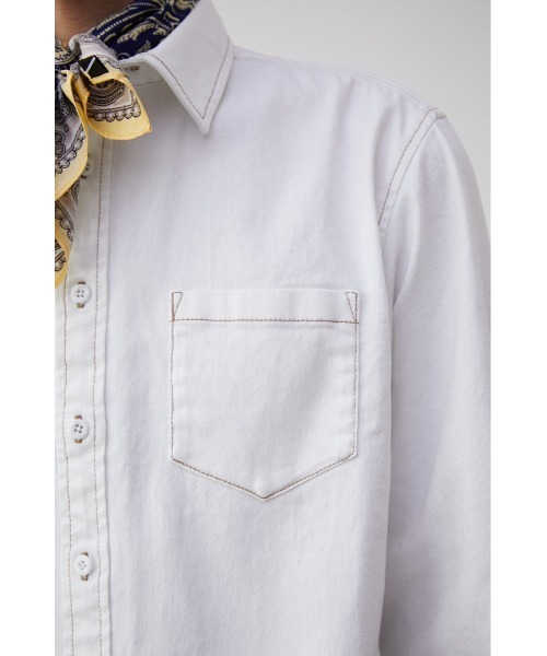 AZUL by moussy(アズールバイマウジー)の「STRETCH DENIM SHIRT/ストレッチデニムシャツ(シャツ/ブラウス・メンズ・オフホワイト/ブルー・S-M/L-XL)」の9枚目の写真