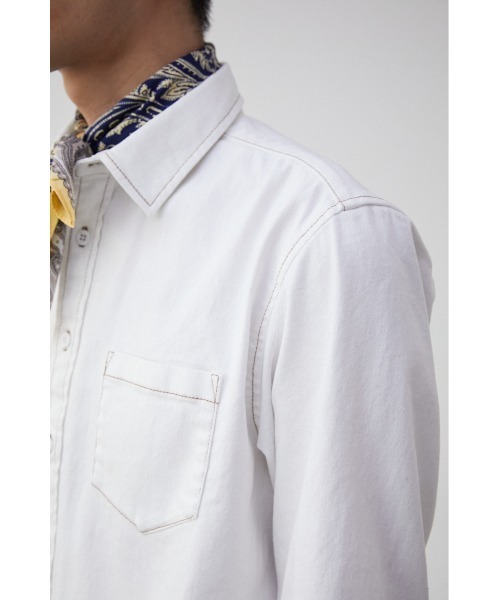 AZUL by moussy(アズールバイマウジー)の「STRETCH DENIM SHIRT/ストレッチデニムシャツ(シャツ/ブラウス・メンズ・オフホワイト/ブルー・S-M/L-XL)」の10枚目の写真