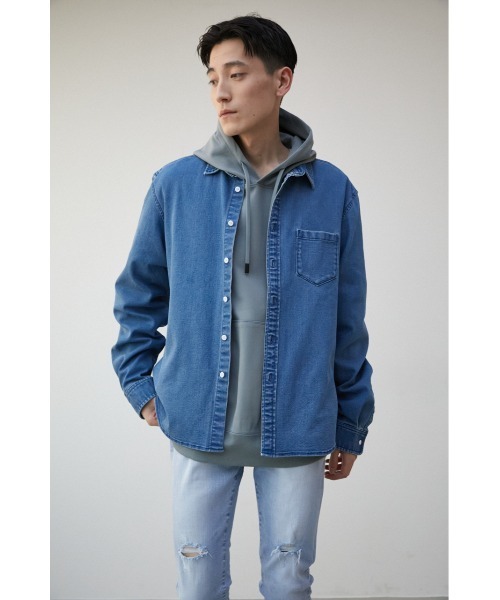 AZUL by moussy(アズールバイマウジー)の「STRETCH DENIM SHIRT/ストレッチデニムシャツ(シャツ/ブラウス・メンズ・オフホワイト/ブルー・S-M/L-XL)」の13枚目の写真