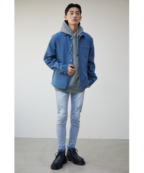 AZUL by moussy(アズールバイマウジー)の「STRETCH DENIM SHIRT/ストレッチデニムシャツ(シャツ/ブラウス・メンズ・オフホワイト/ブルー・S-M/L-XL)」の14枚目の写真