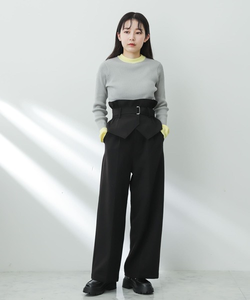 SENSE OF PLACE by URBAN RESEARCH（センスオブプレイスバイアーバンリサーチ）の「コルセットツキワイドパンツ（その他パンツ・レディース・チャコールグレー/グレー/ブラック・SMALL/MEDIUM）」の6枚目の写真