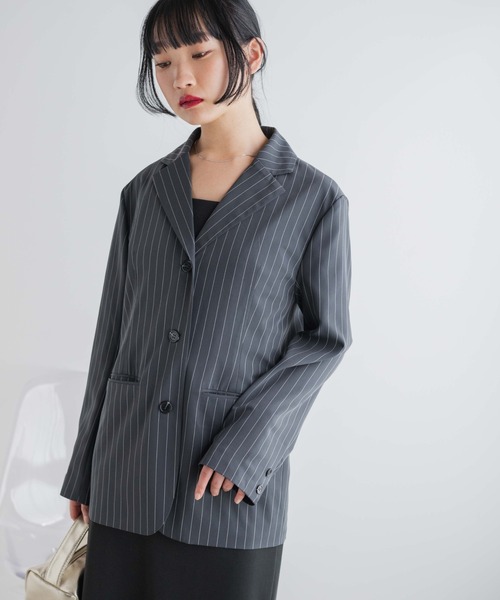 WEGO(ウィゴー)の「WEGO/【セットアップ対応】ピンストライプテーラードジャケット(テーラードジャケット・レディース・ネイビー/ダークグレー・FREE)」の20枚目の写真
