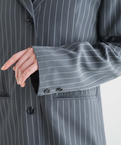 WEGO(ウィゴー)の「WEGO/【セットアップ対応】ピンストライプテーラードジャケット(テーラードジャケット・レディース・ネイビー/ダークグレー・FREE)」の21枚目の写真