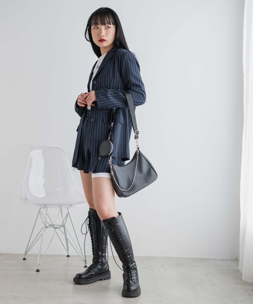 WEGO(ウィゴー)の「WEGO/【セットアップ対応】ピンストライプテーラードジャケット(テーラードジャケット・レディース・ネイビー/ダークグレー・FREE)」の18枚目の写真