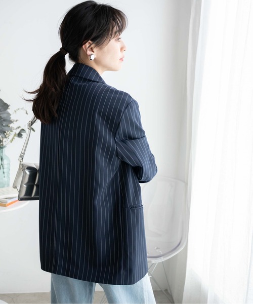 WEGO(ウィゴー)の「WEGO/【セットアップ対応】ピンストライプテーラードジャケット(テーラードジャケット・レディース・ネイビー/ダークグレー・FREE)」の10枚目の写真