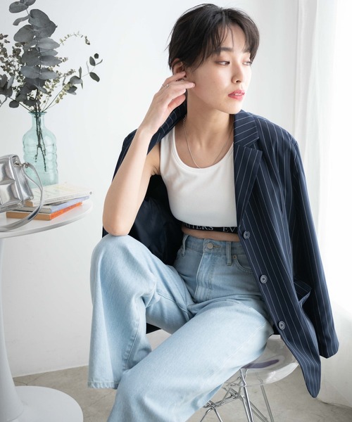 WEGO(ウィゴー)の「WEGO/【セットアップ対応】ピンストライプテーラードジャケット(テーラードジャケット・レディース・ネイビー/ダークグレー・FREE)」の11枚目の写真