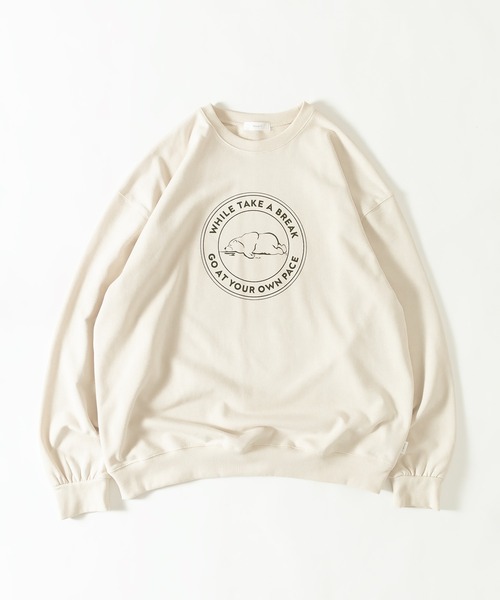 MUHET（ミュエータ）の「BEARプリントスウェット（スウェット・レディース・ライトベージュ/ネイビー・X-LARGE/MEDIUM）」の9枚目の写真