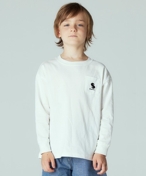 Smoothy（スムージー）の「Smoothy Poket long sleeve Tee / スムージー ポケットロングTシャツ（Tシャツ/カットソー・キッズ・サックスブルー/ホワイト/ブラック/パープル・SMALL/MEDIUM/LARGE/X-LARGE）」の2枚目の写真