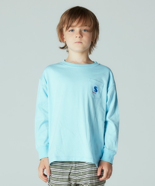 Smoothy（スムージー）の「Smoothy Poket long sleeve Tee / スムージー ポケットロングTシャツ（Tシャツ/カットソー・キッズ・サックスブルー/ホワイト/ブラック/パープル・SMALL/MEDIUM/LARGE/X-LARGE）」の4枚目の写真