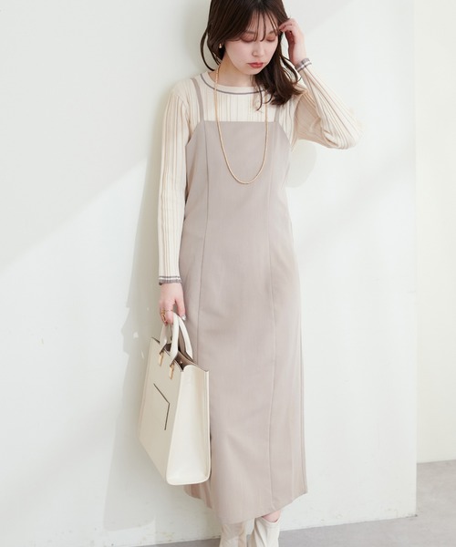 natural couture（ナチュラルクチュール）の「変形バックリボンナローキャミワンピース（ワンピース・レディース・ブラック/カーキ/モカ・FREE）」の3枚目の写真