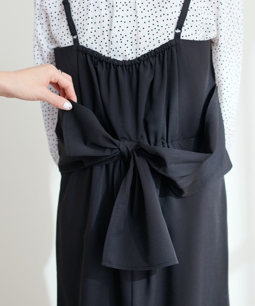 natural couture（ナチュラルクチュール）の「変形バックリボンナローキャミワンピース（ワンピース・レディース・ブラック/カーキ/モカ・FREE）」の19枚目の写真