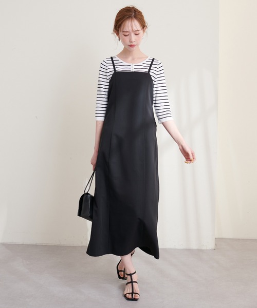 natural couture（ナチュラルクチュール）の「変形バックリボンナローキャミワンピース（ワンピース・レディース・ブラック/カーキ/モカ・FREE）」の17枚目の写真