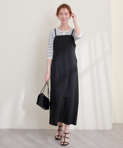 natural couture（ナチュラルクチュール）の「変形バックリボンナローキャミワンピース（ワンピース・レディース・ブラック/カーキ/モカ・FREE）」の10枚目の写真