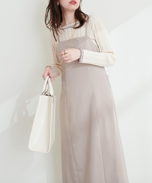 natural couture（ナチュラルクチュール）の「変形バックリボンナローキャミワンピース（ワンピース・レディース・ブラック/カーキ/モカ・FREE）」の6枚目の写真