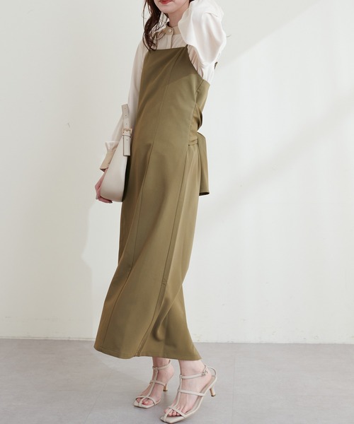 natural couture（ナチュラルクチュール）の「変形バックリボンナローキャミワンピース（ワンピース・レディース・ブラック/カーキ/モカ・FREE）」の8枚目の写真