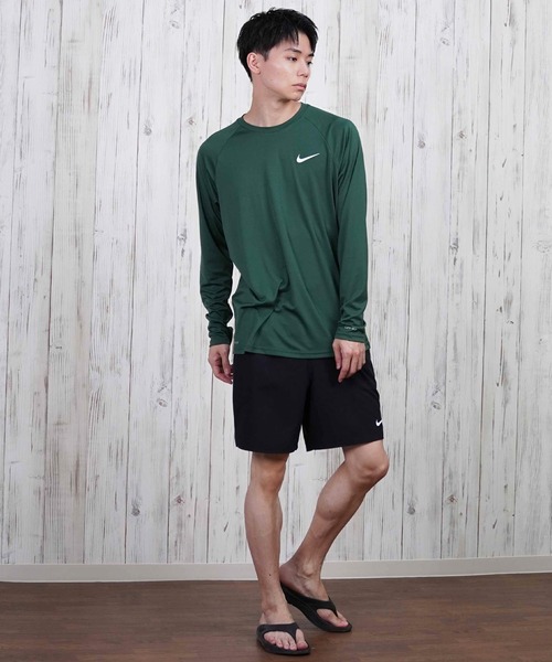 NIKE(ナイキ)の「NIKE/ナイキ エッセンシャル 水着/ユーティリティ/水陸両用 長袖ラッシュガード UVケア NESSA587(ラッシュガード・メンズ・ホワイト×ブラック/ブラック×ブラック/グレー×ホワイト/グリーン系その他/ネイビー/ダークオリーブ/グレー・L/M/S/XL/2XL)」の12枚目の写真