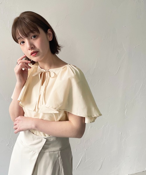 CLEIO（クレイオ）の「【CLEIO】ケープブラウス（シャツ/ブラウス・レディース・サックスブルー/ライトベージュ/オフホワイト・FREE）」の14枚目の写真