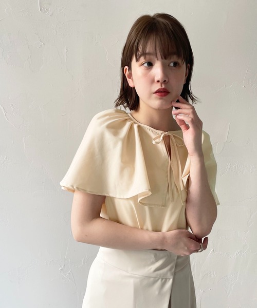 CLEIO（クレイオ）の「【CLEIO】ケープブラウス（シャツ/ブラウス・レディース・サックスブルー/ライトベージュ/オフホワイト・FREE）」の15枚目の写真