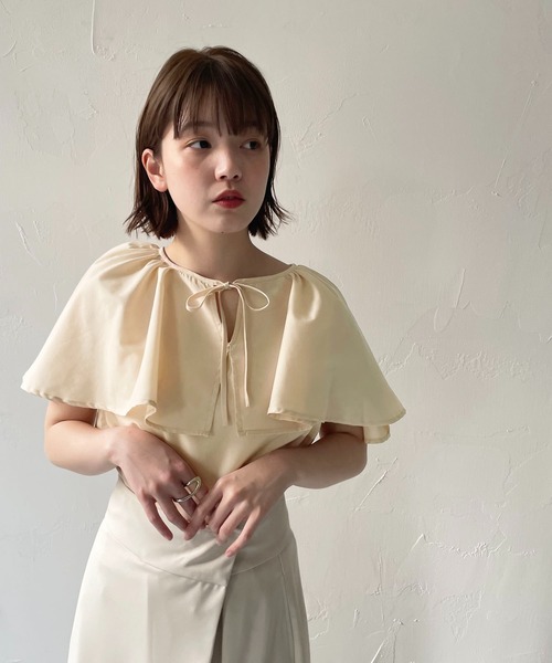 CLEIO（クレイオ）の「【CLEIO】ケープブラウス（シャツ/ブラウス・レディース・サックスブルー/ライトベージュ/オフホワイト・FREE）」の16枚目の写真