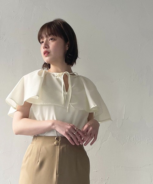 CLEIO（クレイオ）の「【CLEIO】ケープブラウス（シャツ/ブラウス・レディース・サックスブルー/ライトベージュ/オフホワイト・FREE）」の6枚目の写真