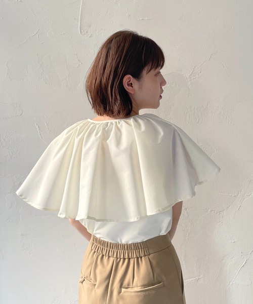 CLEIO（クレイオ）の「【CLEIO】ケープブラウス（シャツ/ブラウス・レディース・サックスブルー/ライトベージュ/オフホワイト・FREE）」の9枚目の写真