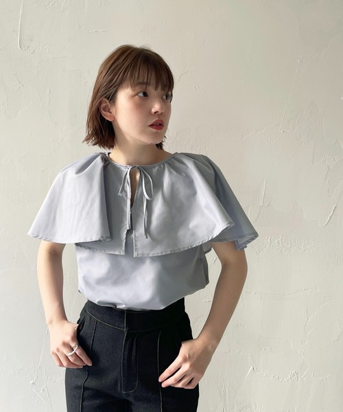 CLEIO（クレイオ）の「【CLEIO】ケープブラウス（シャツ/ブラウス・レディース・サックスブルー/ライトベージュ/オフホワイト・FREE）」の22枚目の写真