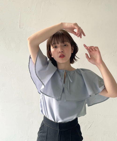 CLEIO（クレイオ）の「【CLEIO】ケープブラウス（シャツ/ブラウス・レディース・サックスブルー/ライトベージュ/オフホワイト・FREE）」の21枚目の写真