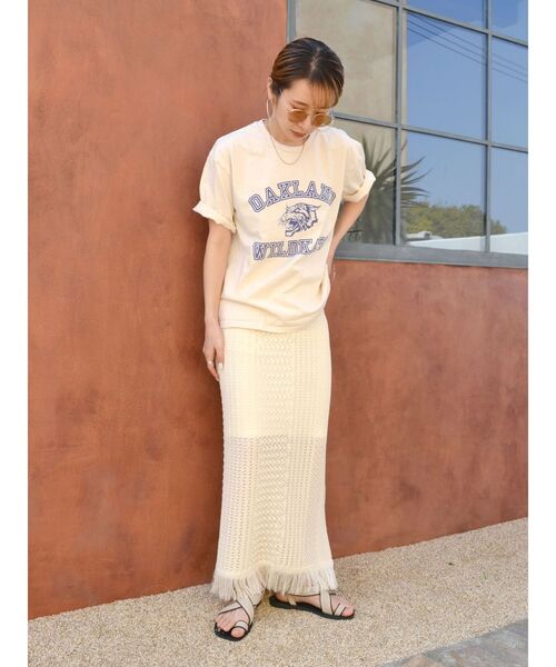 MIXTA（ミクスタ）の「Mixta別注 WILD KATS Tee（Tシャツ/カットソー・レディース・チャコールグレー/アイボリー/オレンジ・FREE）」の10枚目の写真